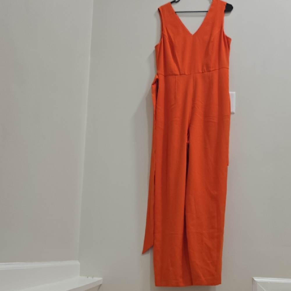 INC International Concepts Vivid Orange Jumpsuit **NWOT** - Picture 2 of 8
